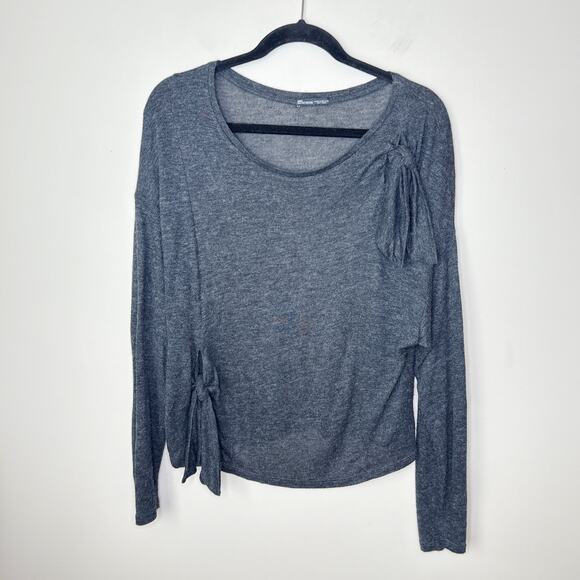 Zara Women's Black Heather Long Sleeve Lightweight Bow Ties Sweater Size‎ XL - Picture 1 of 5